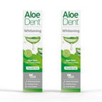 Aloe Dent Whitening Aloe Vera Gel Toothpaste - Fluoride Free - Vegan SLS Free - 100ml 2 Pack - Healthy Gums Fresh Breath - New