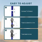 SURFOU Washing Line Pole Set of 2 - Telescopic Clothes Prop 2.4m - G-Hook Laundry Dryer Support - Damaged Box