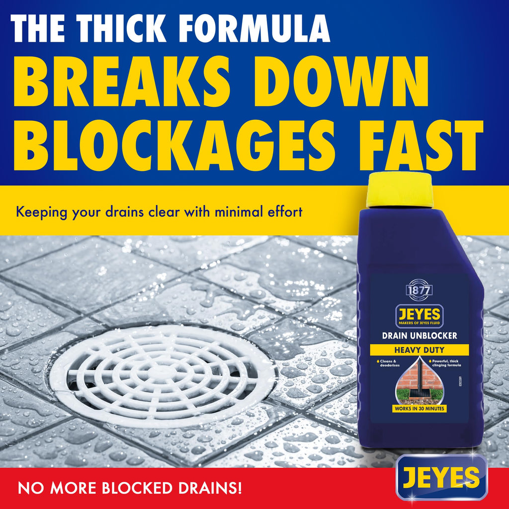 Jeyes Drain Unblocker 1L - Powerful Liquid Cleaner for Blocked Pipes - New