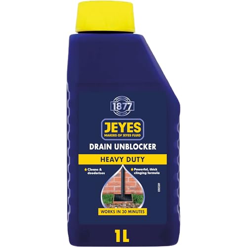 Jeyes Drain Unblocker 1L - Powerful Liquid Cleaner for Blocked Pipes - New