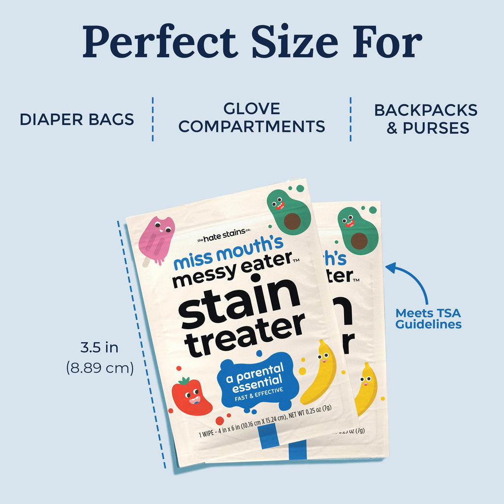Miss Mouth's Messy Eater Stain Remover On-The-Go Wipes - 5 Count - Portable Laundry Stain Remover for Clothes Fabric - Damaged Box