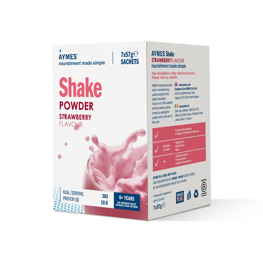 AYMES High Protein Shake Powder - Strawberry Flavour - 7 Servings - Nutritional Supplement Drink - Damaged Box - BBE 11/2027