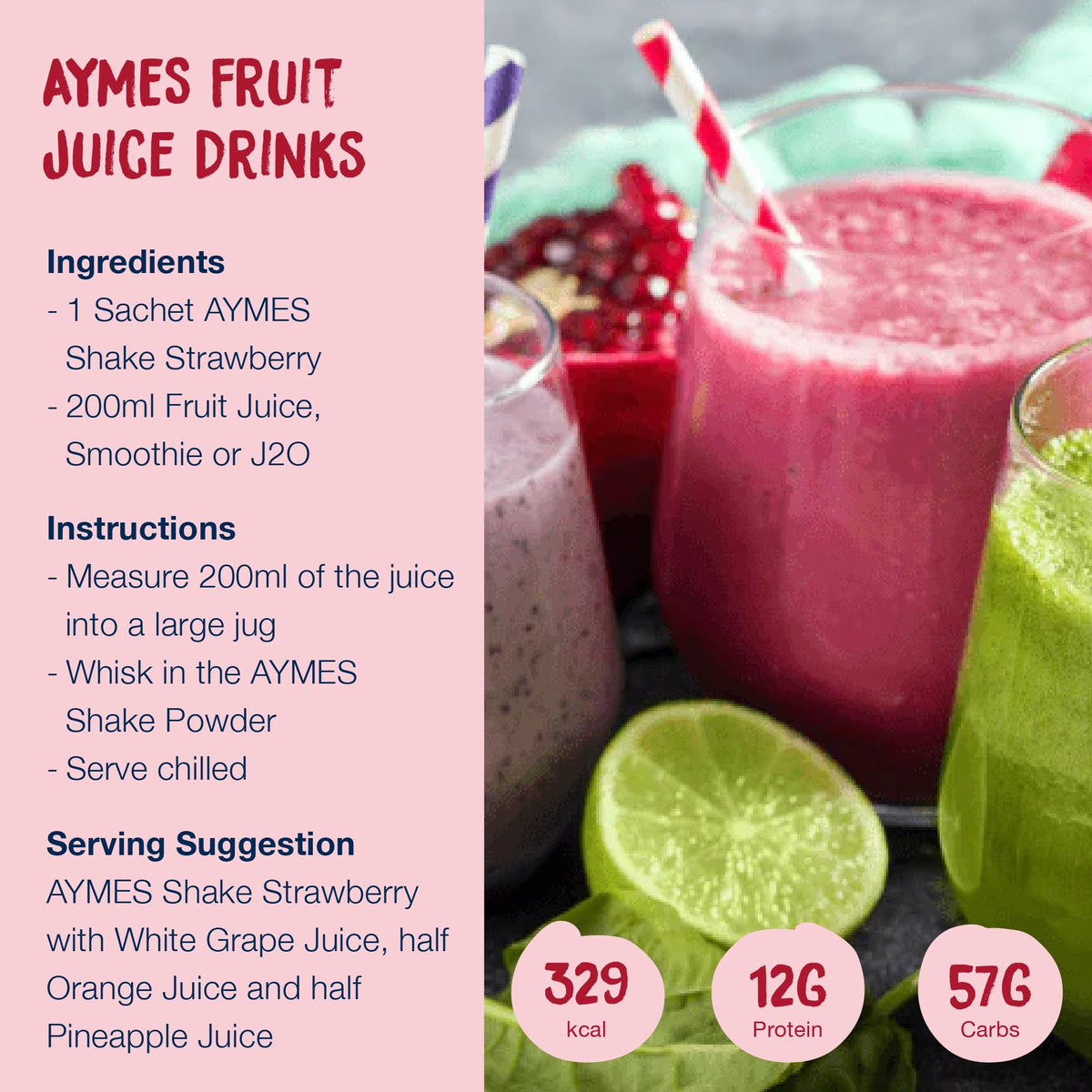 AYMES High Protein Shake Powder - Strawberry Flavour - 7 Servings - Nutritional Supplement Drink - Damaged Box - BBE 11/2027