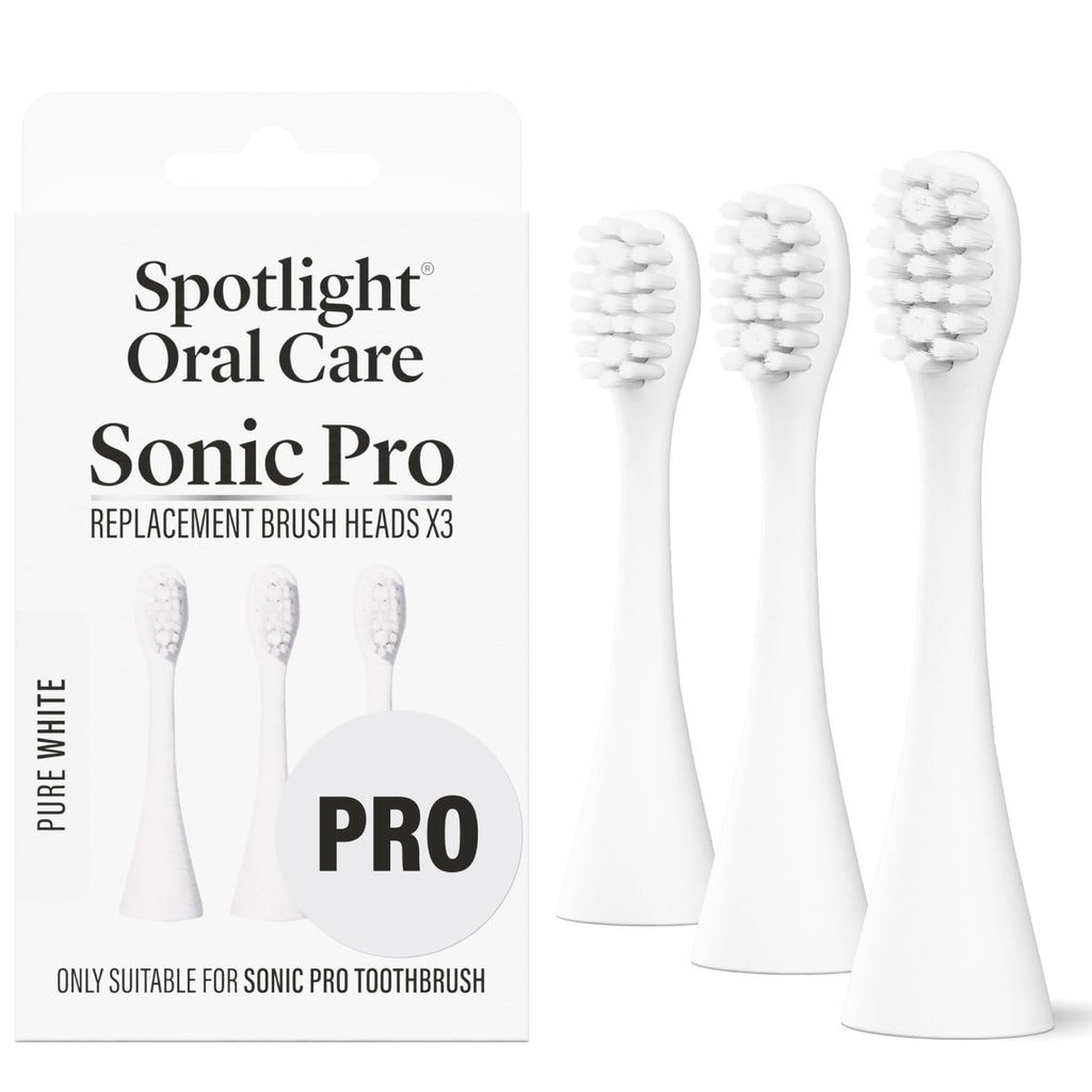 Spotlight Sonic Pro Toothbrush Replacement Heads - White - 3 Pack - Micro-Point Tongue Cleaner - 9-Month Supply - Damaged Box