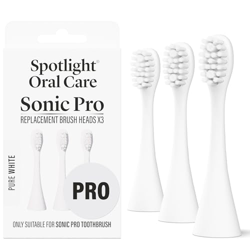 Spotlight Sonic Pro Toothbrush Replacement Heads - White - 3 Pack - Micro-Point Tongue Cleaner - 9-Month Supply - Damaged Box