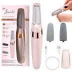 Electric Foot File Callus Remover - USB Rechargeable Waterproof Pink Pedicure Tool for Cracked Heels - 2 Heads - Damaged Box