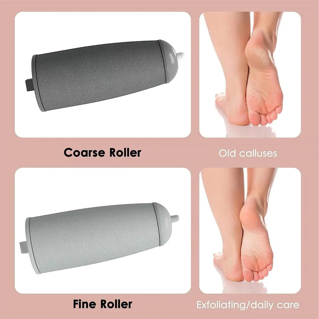Electric Foot File Callus Remover - USB Rechargeable Waterproof Pink Pedicure Tool for Cracked Heels - 2 Heads - Damaged Box