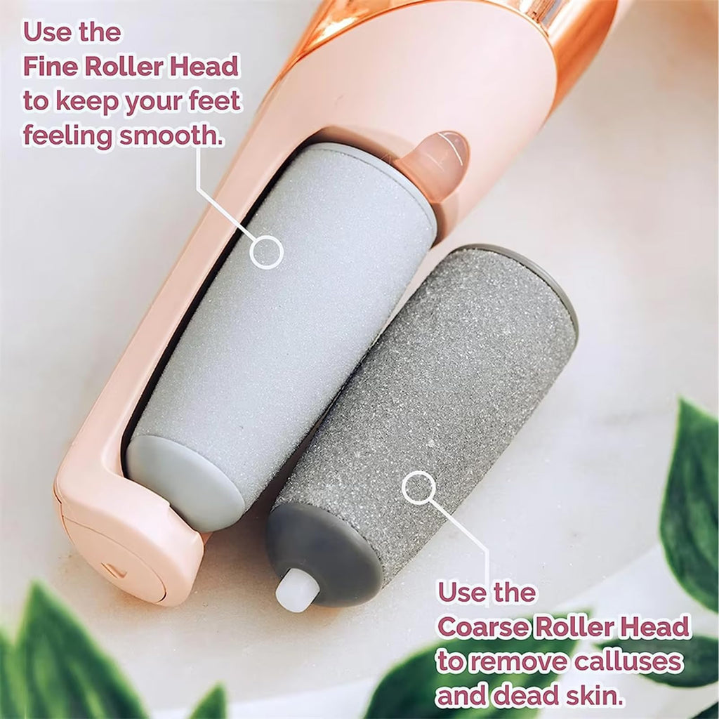 Electric Foot File Callus Remover - USB Rechargeable Waterproof Pink Pedicure Tool for Cracked Heels - 2 Heads - Damaged Box