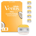 Gillette Venus ComfortGlide Coconut Olay Razor Blades for Women - 6 Pack Refills Moisture Bars - Damaged Box