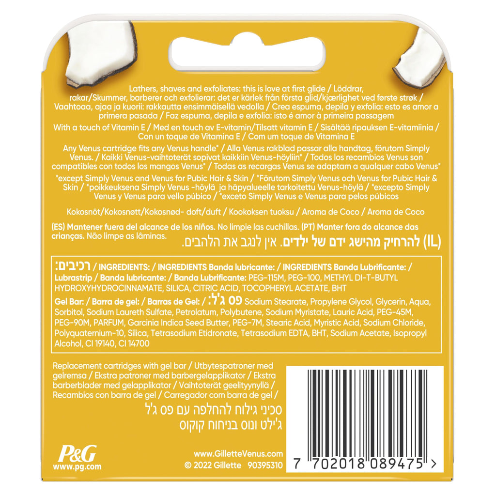 Gillette Venus ComfortGlide Coconut Olay Razor Blades for Women - 6 Pack Refills Moisture Bars - Damaged Box