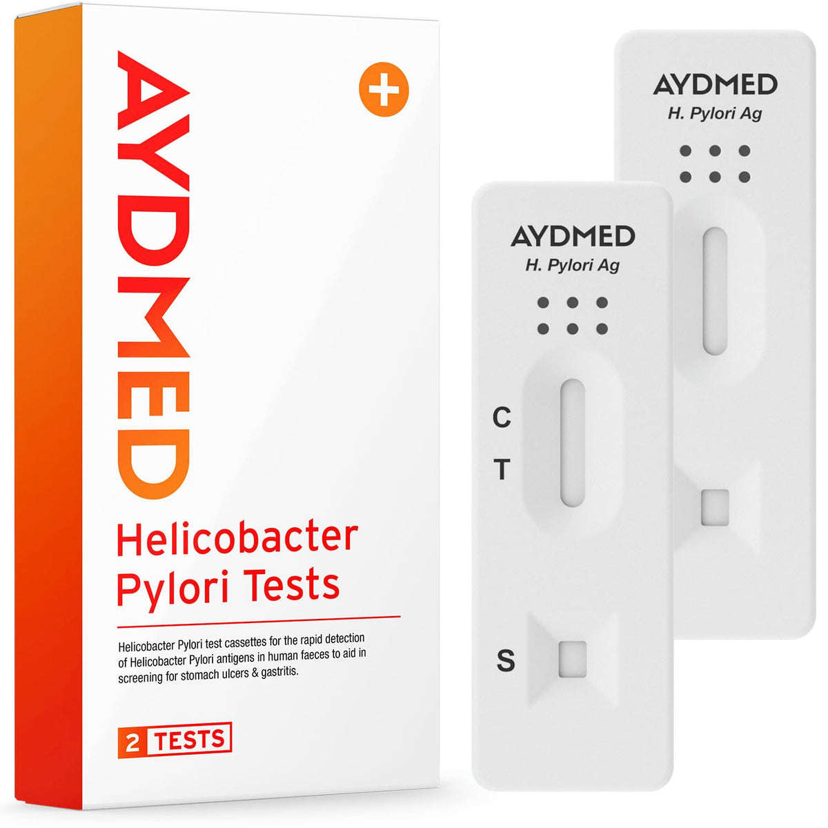 AYDMED Helicobacter Pylori Test Kit - H. Pylori Rapid Detection - 2 Pack Home Screening - Damaged Box - BBE 05/2027