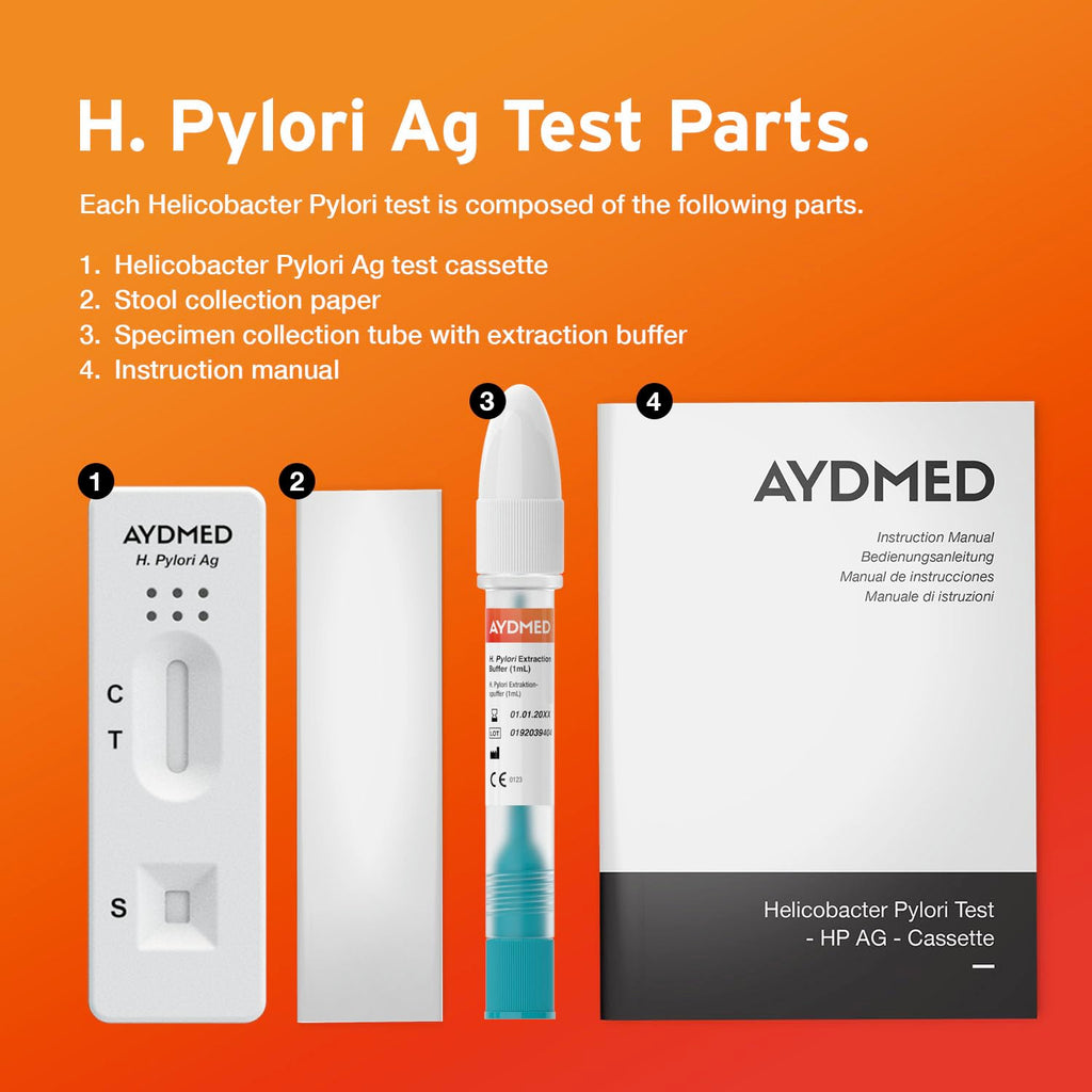 AYDMED Helicobacter Pylori Test Kit - H. Pylori Rapid Detection - 2 Pack Home Screening - Damaged Box - BBE 05/2027