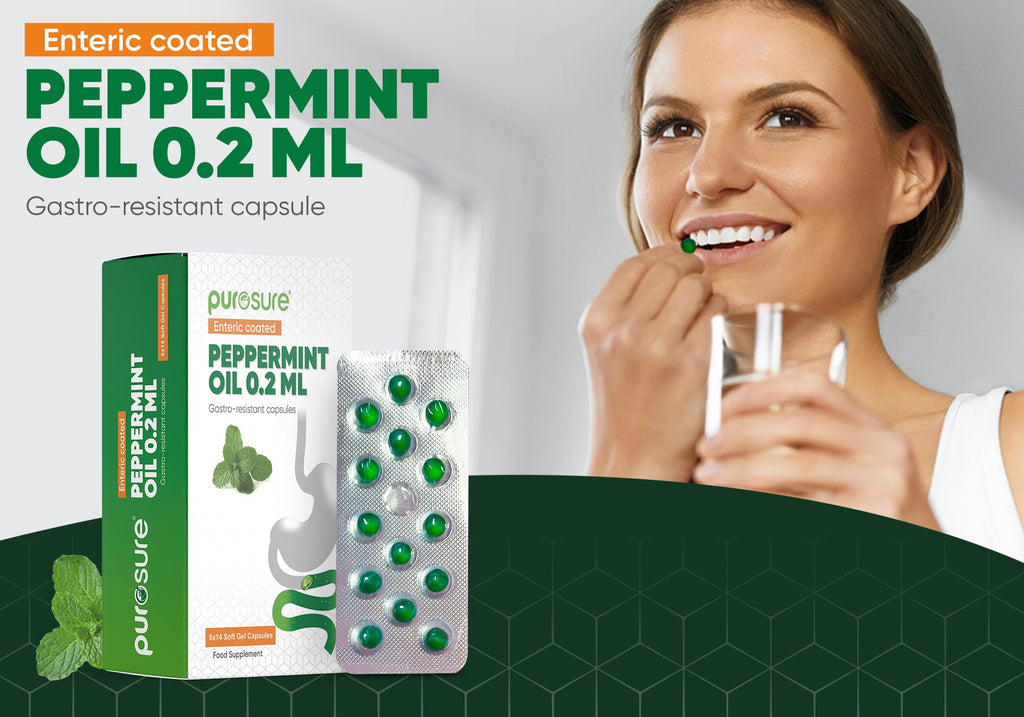 Purosure Peppermint Oil Capsules - 84 Softgels, Enteric Coated, Gastro-Resistant, Digestive Support Mint - New - BBE 07/2028