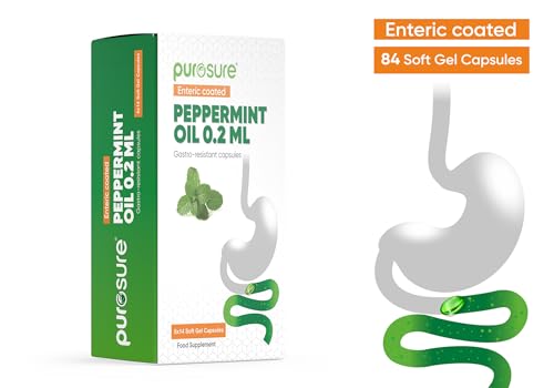 Purosure Peppermint Oil Capsules - 84 Softgels, Enteric Coated, Gastro-Resistant, Digestive Support Mint - New - BBE 07/2028