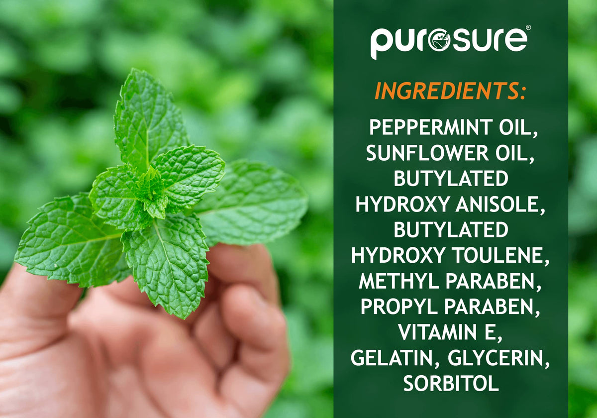 Purosure Peppermint Oil Capsules - 84 Softgels, Enteric Coated, Gastro-Resistant, Digestive Support Mint - New - BBE 11/2028