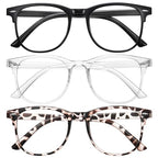 Okany 3 Pack Round Reading Glasses - Blue Light Blocking - Black White Leopard - 2.5 Optical Power - Damaged Box