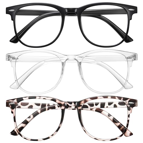 Okany 3 Pack Round Reading Glasses - Blue Light Blocking - Black White Leopard - 2.5 Optical Power - Damaged Box