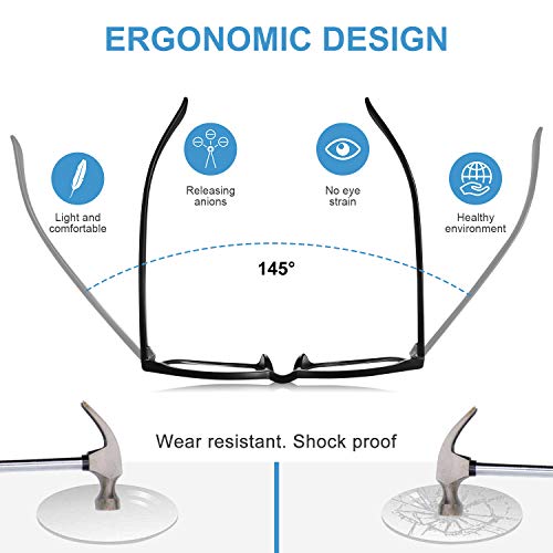 Okany 3 Pack Round Reading Glasses - Blue Light Blocking - Black White Leopard - 2.5 Optical Power - Damaged Box