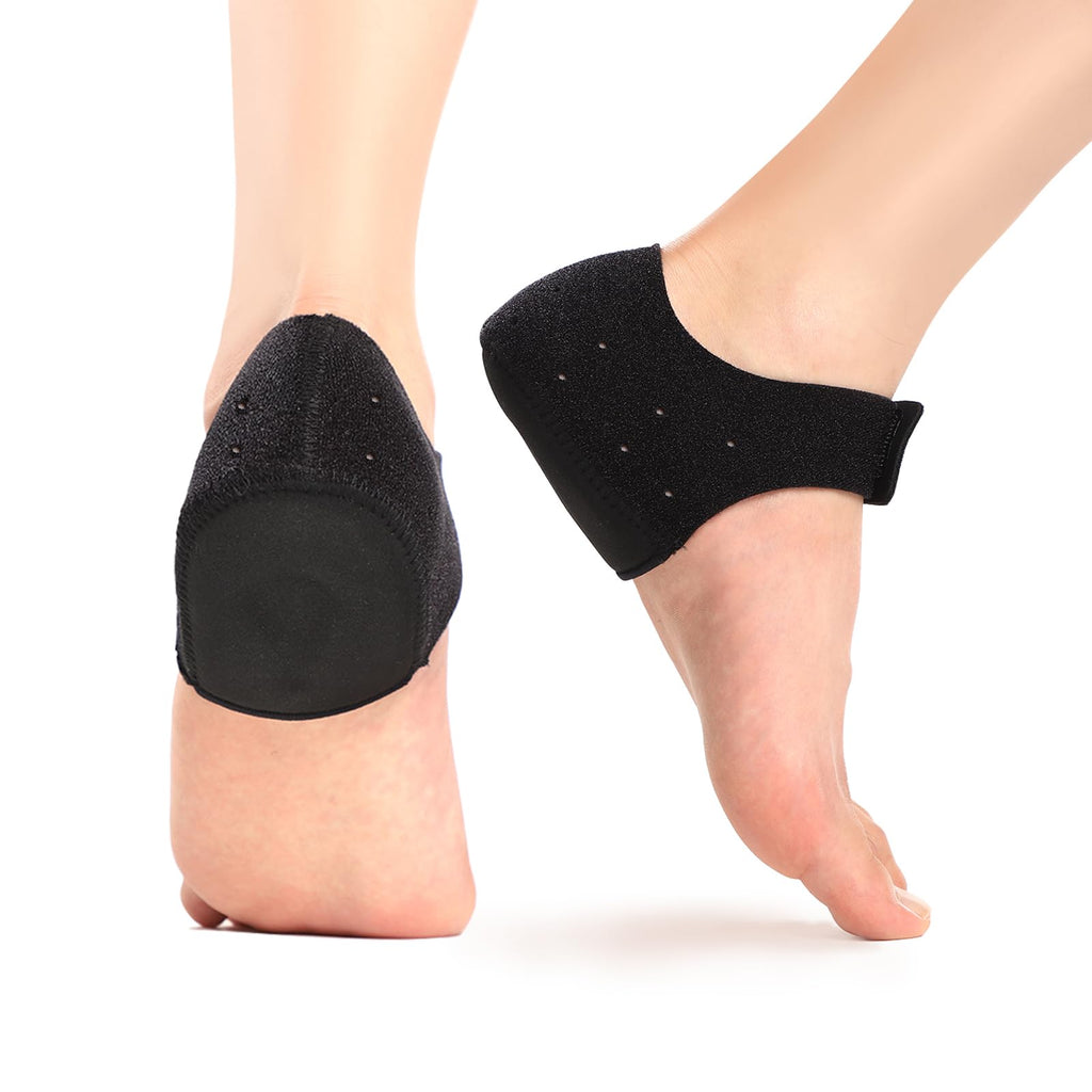 Promifun Heel Cup Protectors - Plantar Fasciitis Gel Heel Cushion Pads - Heel Spur, Achilles Tendinitis, Pain Relief - Black Large - Damaged Box