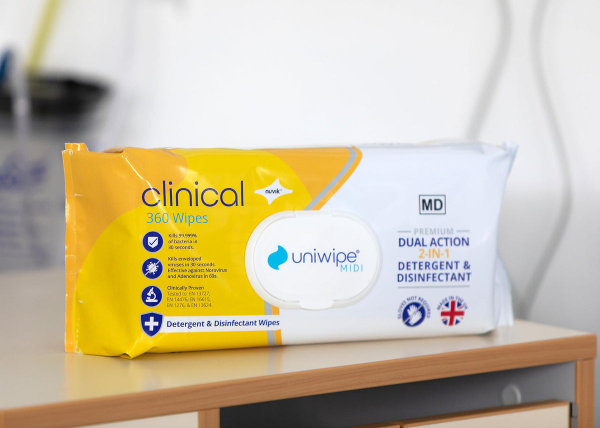 Uniwipe Clinical Midi-Wipes - Antibacterial Sanitising Wipes - Kills 99.999% Germs - 200 Count - New - BBE 05/2028
