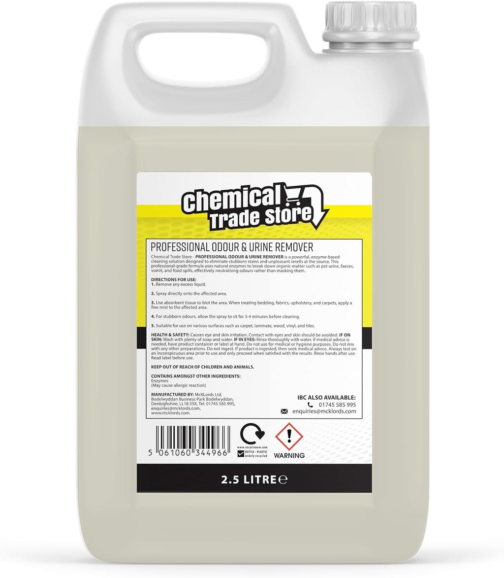 Chemical Trade Store Enzyme Odour & Urine Remover 2.5L - Professional Pet Stain Eliminator for Carpets, Upholstery & Hard Floors - New