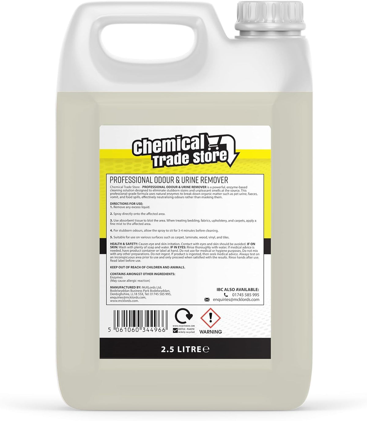 Chemical Trade Store Enzyme Odour & Urine Remover 2.5L - Professional Pet Stain Eliminator for Carpets, Upholstery & Hard Floors - New