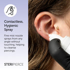 SteriPierce Sterile Saline Solution - Piercing Cleaning Spray for Nose Ear Body - 75ml Hypoallergenic Vegan - Damaged Box - BBE 11/2028