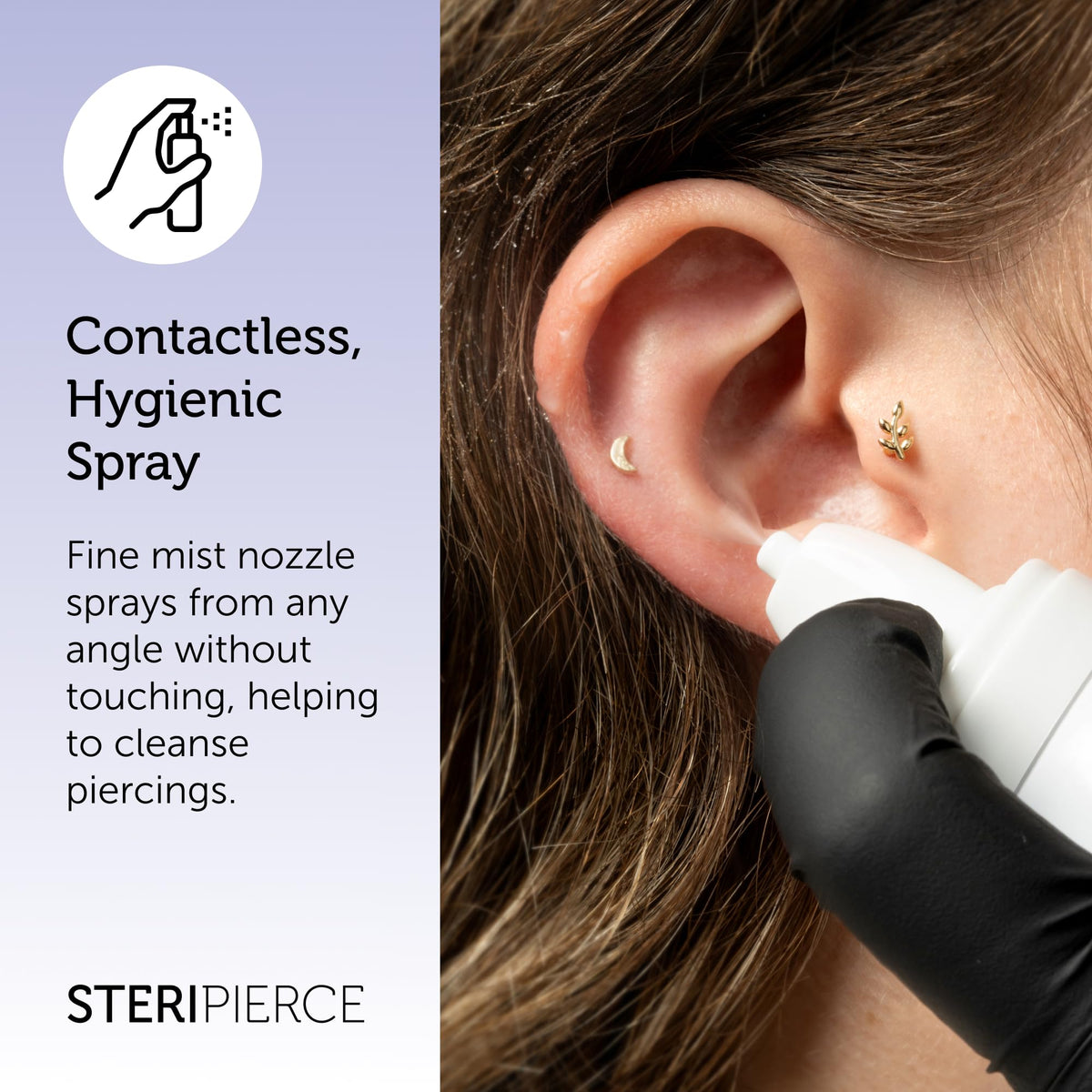 SteriPierce Sterile Saline Solution - Piercing Cleaning Spray for Nose Ear Body - 75ml Hypoallergenic Vegan - Damaged Box - BBE 11/2028