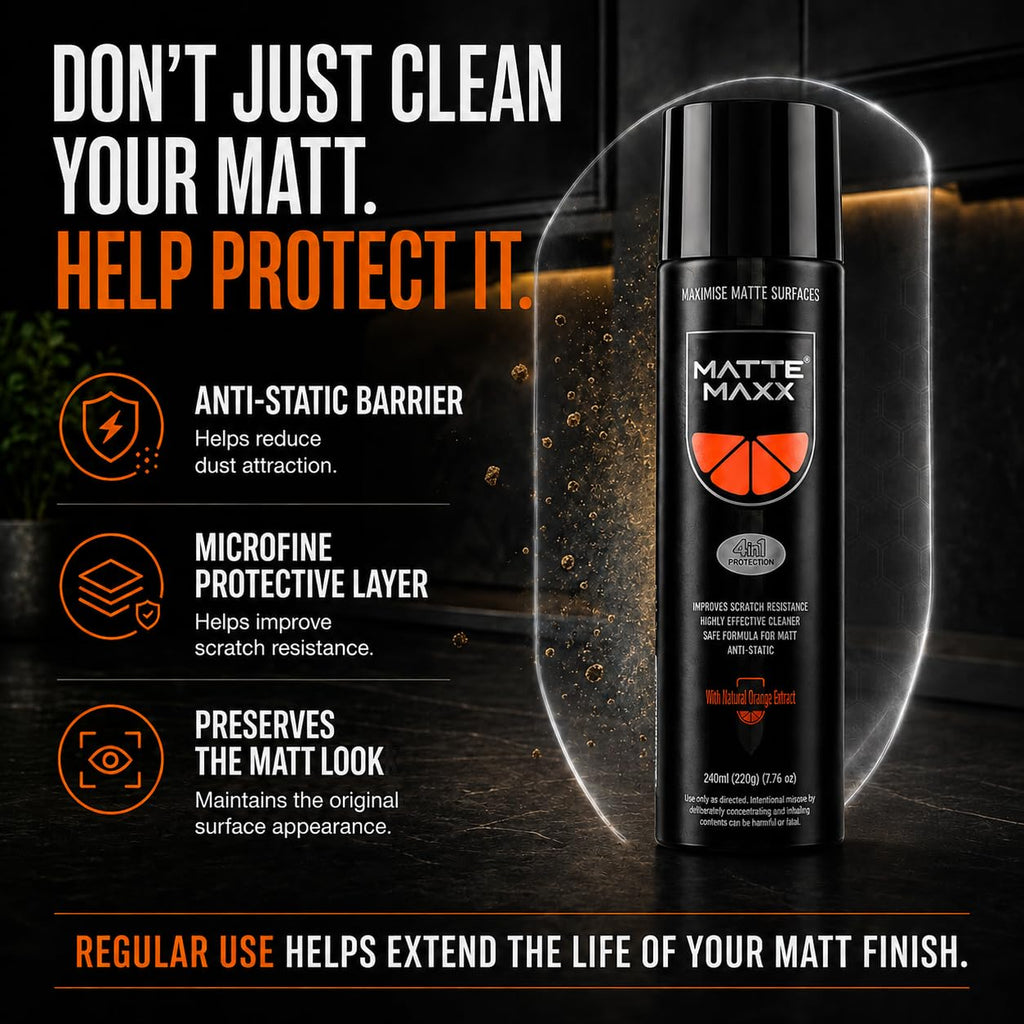 VuPlex Matte Maxx Matt Kitchen Cleaner Spray - Cupboards Doors - 240ml - Streak-Free Finish - Damaged Box