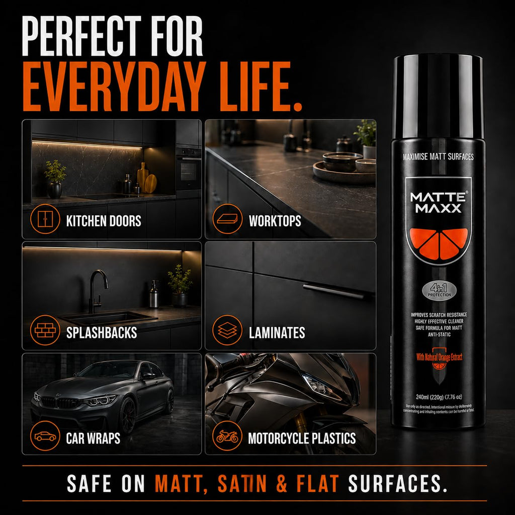 VuPlex Matte Maxx Matt Kitchen Cleaner Spray - Cupboards Doors - 240ml - Streak-Free Finish - Damaged Box
