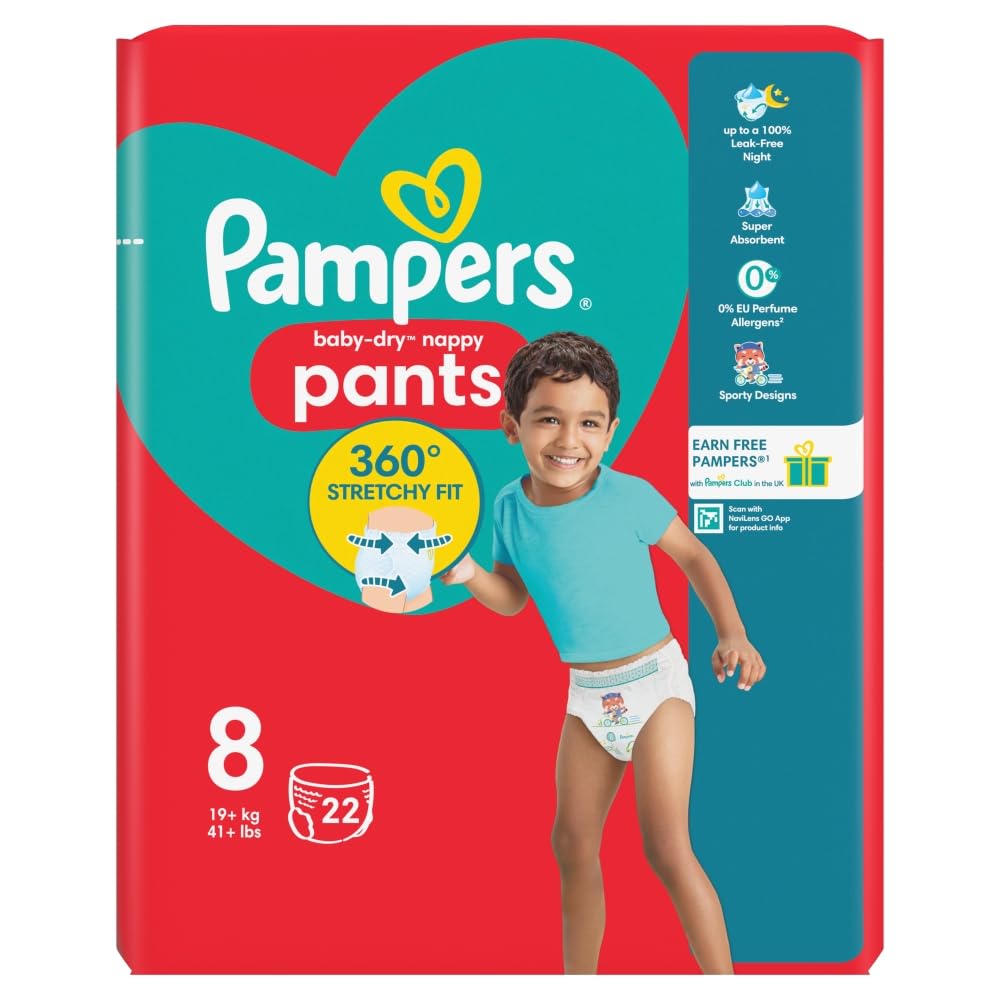 Pampers Baby Dry Nappies Size 8 - 22 Pack - Overnight Protection - New