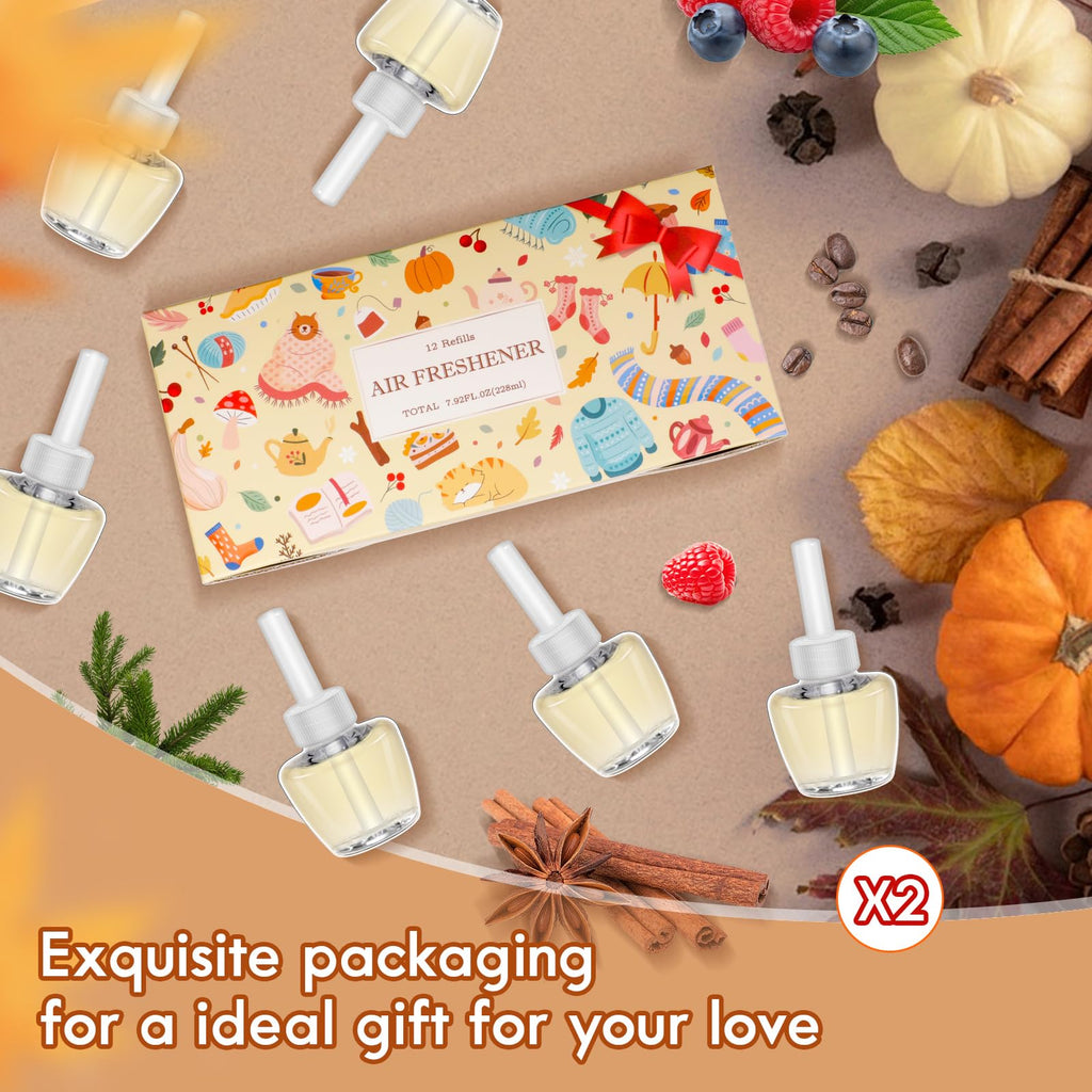 Scent-Hi Plug-In Air Freshener Refills 12 Pack - Compatible Air Wick & Glade Scent Diffuser Oil - Damaged Box