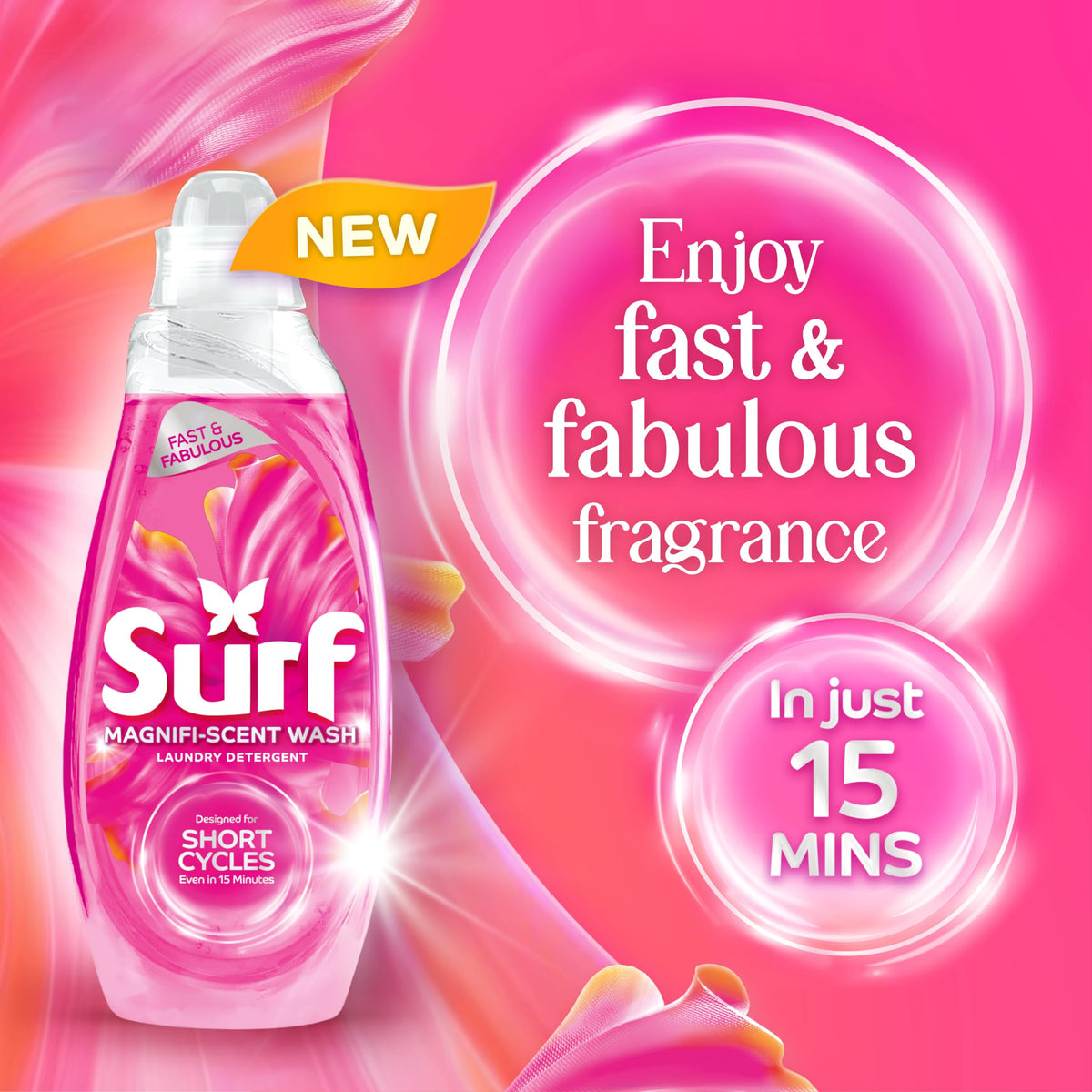 Surf Magnifi-Scent Floral Fusion Laundry Liquid Detergent 1.485L 55 Washes Fast Cycles - New