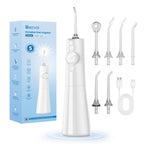 Bezvoi Water Flosser Cordless - Oral Irrigator LED Display 5 Modes 300ml IPX7 Electric Tooth Cleaner 6 Jet Tips - White - Damaged Box