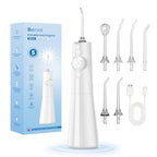 Bezvoi Water Flosser Cordless - Oral Irrigator LED Display 5 Modes 300ml IPX7 Electric Tooth Cleaner 6 Jet Tips - White - Damaged Box