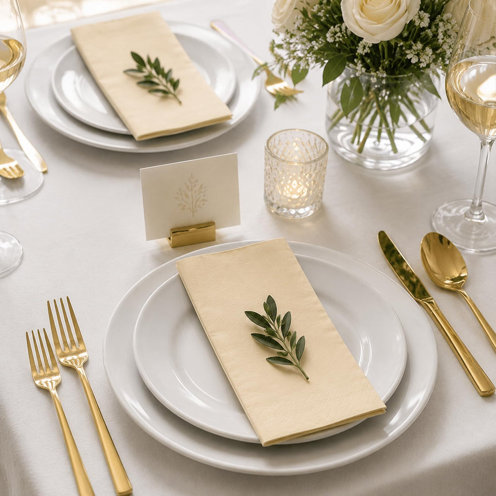 LEKOCH 300 Pcs Disposable Bamboo Paper Napkins - 2 Ply Compostable Eco Friendly Dinner Napkins 40x40cm - Damaged Box