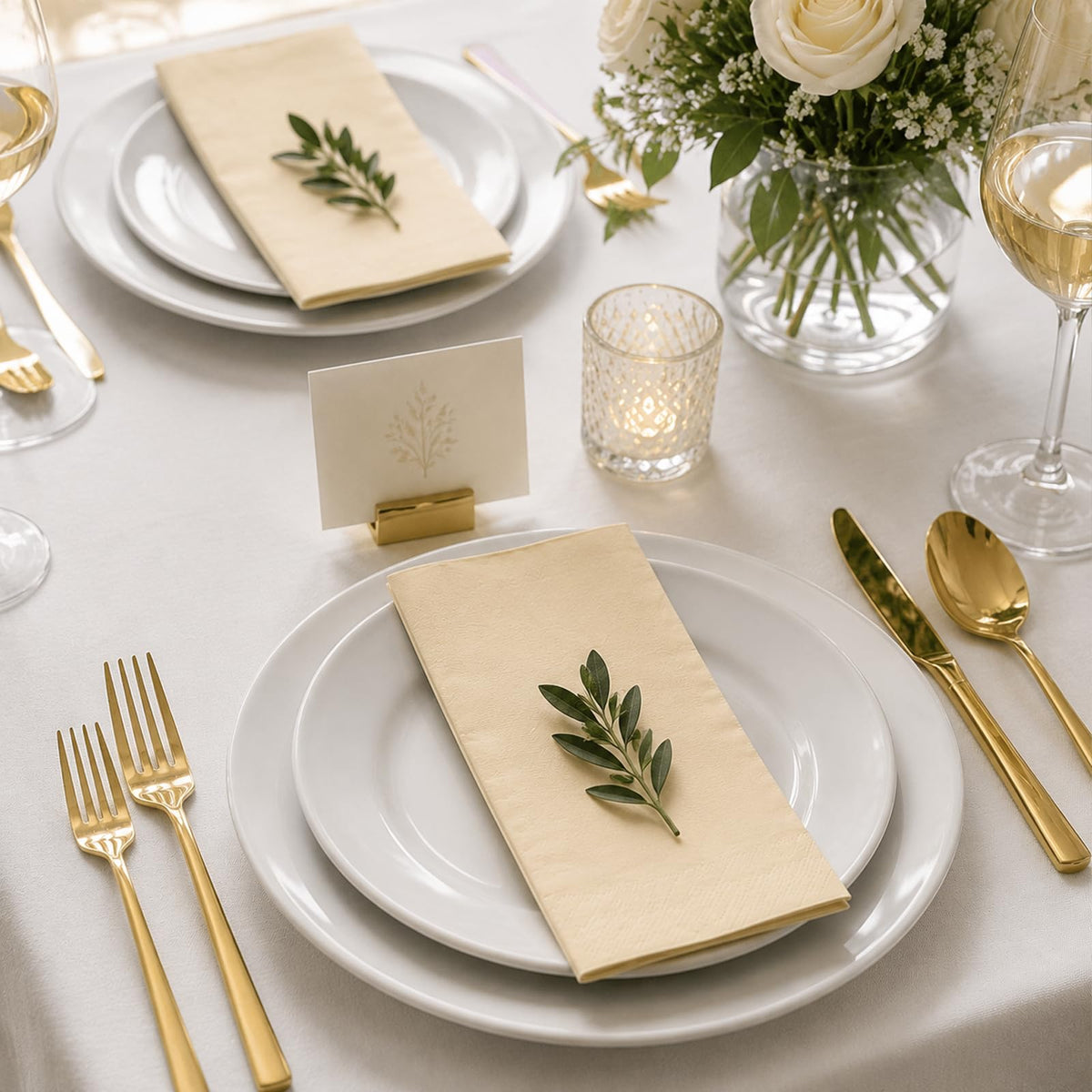LEKOCH 300 Pcs Disposable Bamboo Paper Napkins - 2 Ply Compostable Eco Friendly Dinner Napkins 40x40cm - Damaged Box