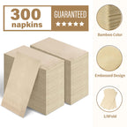LEKOCH 300 Pcs Disposable Bamboo Paper Napkins - 2 Ply Compostable Eco Friendly Dinner Napkins 40x40cm - Damaged Box