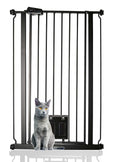 Bettacare Pet Gate with Lockable Cat Flap - Extra Tall Dog Safety Barrier - 75-84cm Wide - 104cm Height - Black - Damaged Box