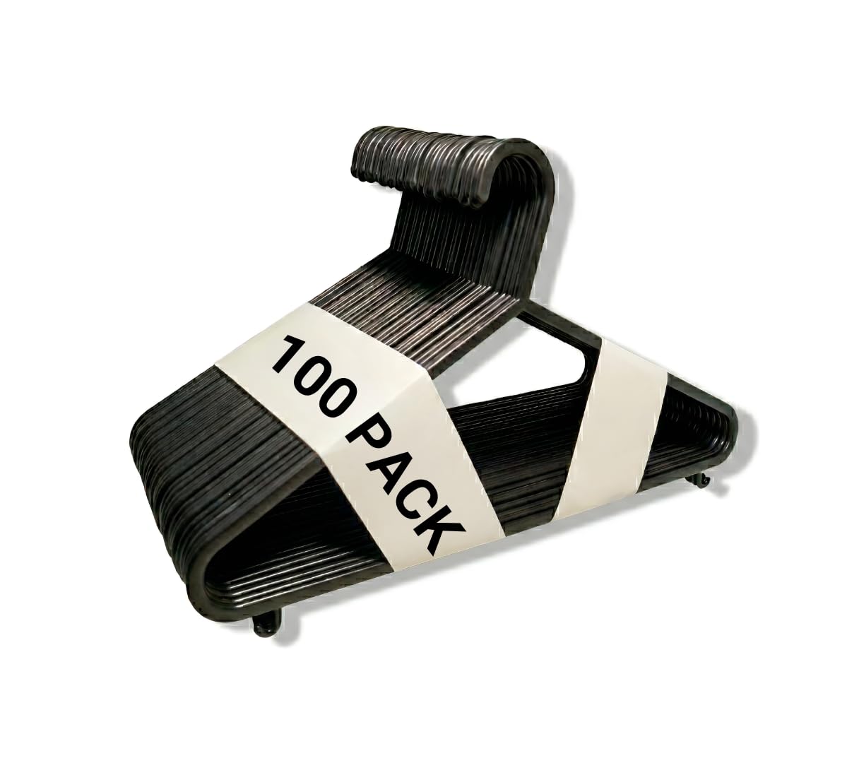 REQUISITE NEEDS 100 Pack Adult Coat Hangers - Strong Plastic Space Saving - Trouser Bar Suits Coats Clothes Rails - Damaged Box