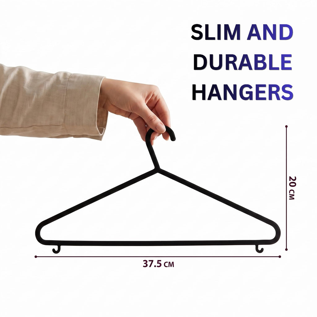 REQUISITE NEEDS 100 Pack Adult Coat Hangers - Strong Plastic Space Saving - Trouser Bar Suits Coats Clothes Rails - Damaged Box