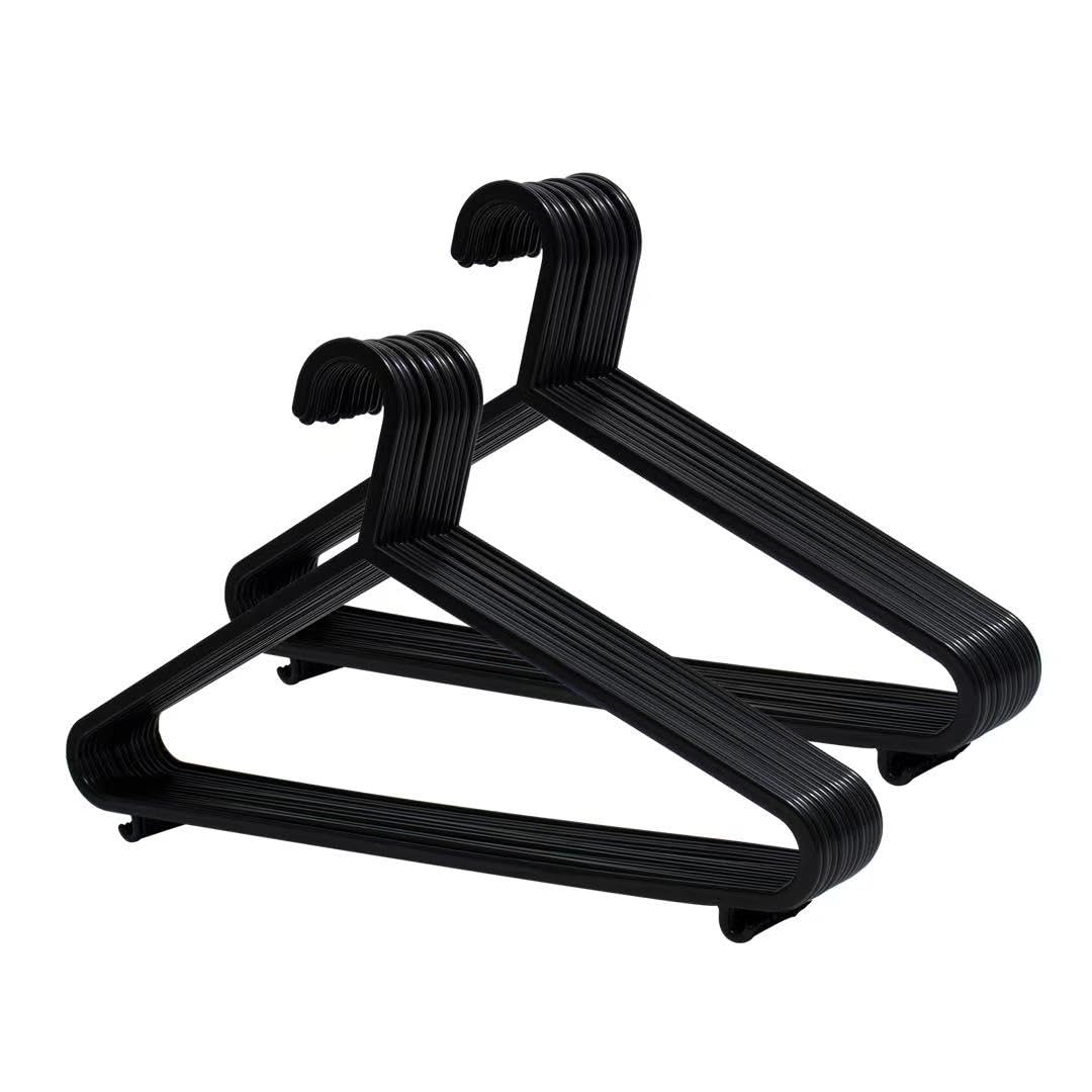 REQUISITE NEEDS 100 Pack Adult Coat Hangers - Strong Plastic Space Saving - Trouser Bar Suits Coats Clothes Rails - Damaged Box