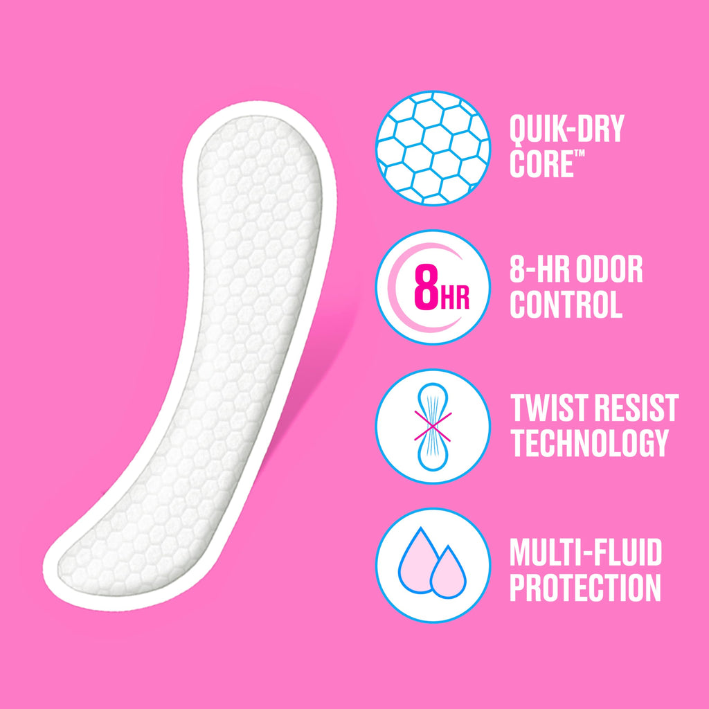 Carefree Liners - Extra Long Unscented Panty Liners - 100 Count - Damaged Box