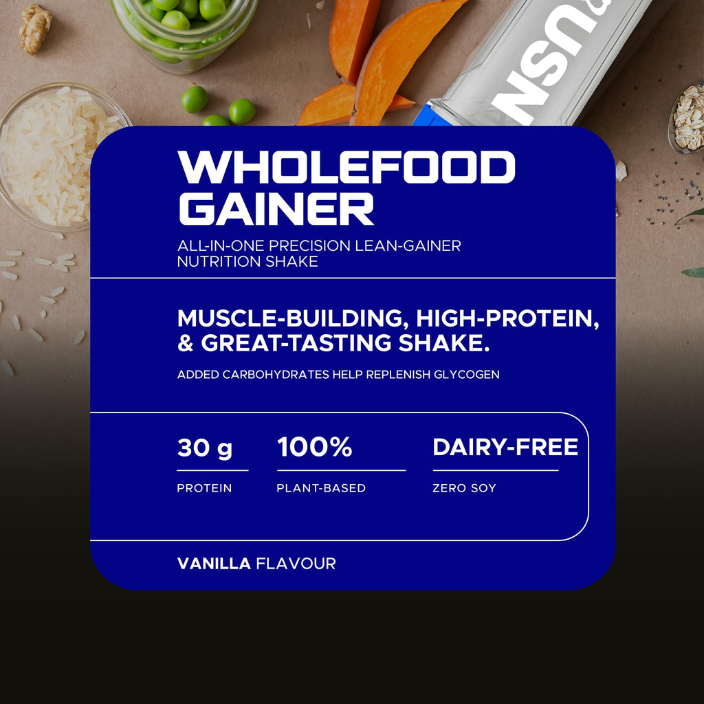 USN Wholefood Muscle Gain Protein Powder - Vanilla - 2kg Vegan All-in-One Protein Shake Mix - Mass Gainer Meal Replacement - Damaged Box - BBE 06/2028