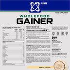 USN Wholefood Muscle Gain Protein Powder - Vanilla - 2kg Vegan All-in-One Protein Shake Mix - Mass Gainer Meal Replacement - Damaged Box - BBE 06/2028