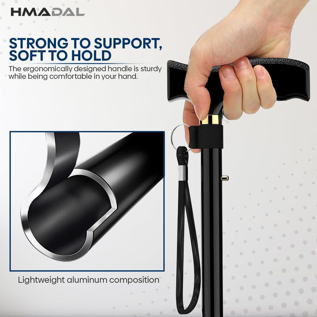 Adjustable Height Folding Walking Stick Cane - Mobility Aid Support - Damaged Box