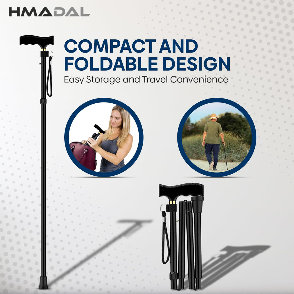 Adjustable Height Folding Walking Stick Cane - Mobility Aid Support - Damaged Box