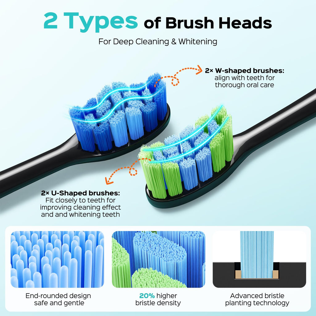COSLUS C30 Sonic Electric Toothbrush - Deep Cleaning Whitening - 5 Modes 3 Intensity Levels - Black Adults Sensitive Teeth Braces - Damaged Box