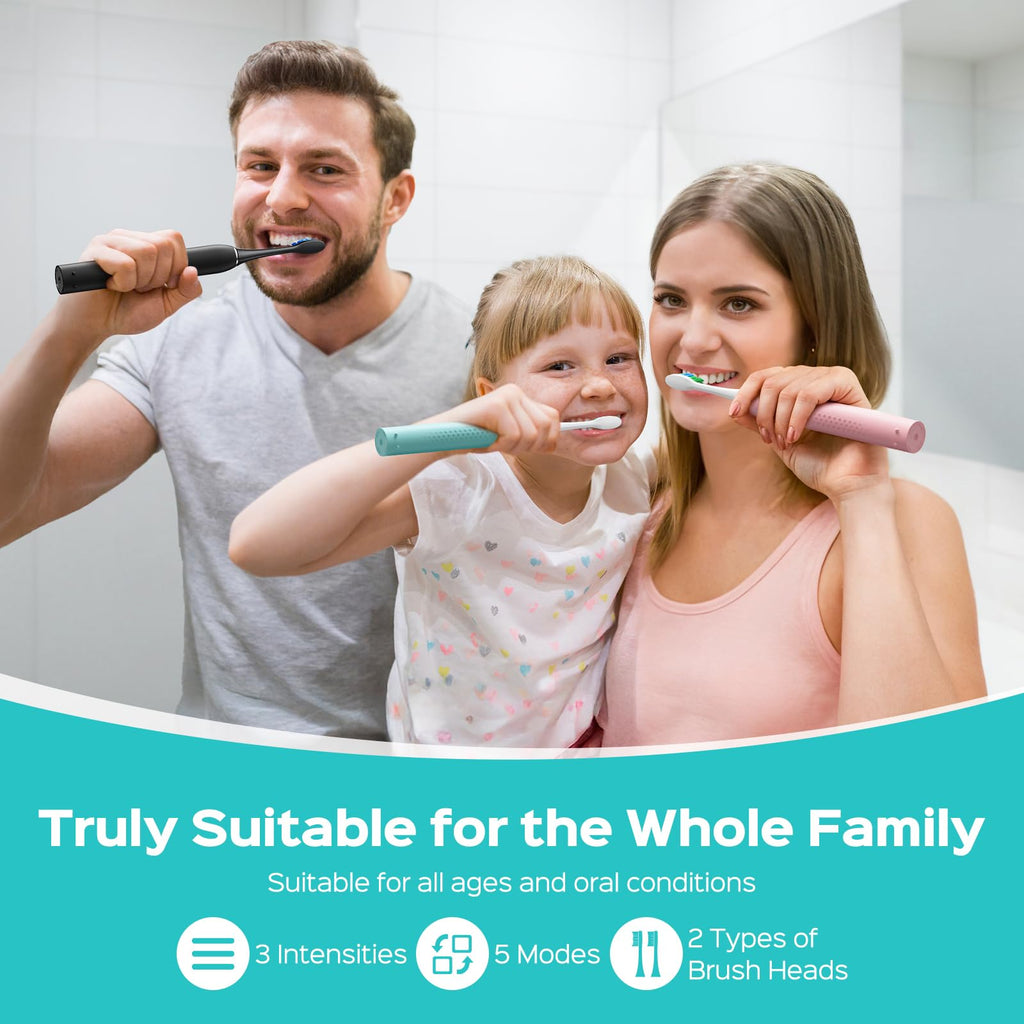 COSLUS C30 Sonic Electric Toothbrush - Deep Cleaning Whitening - 5 Modes 3 Intensity Levels - Black Adults Sensitive Teeth Braces - Damaged Box