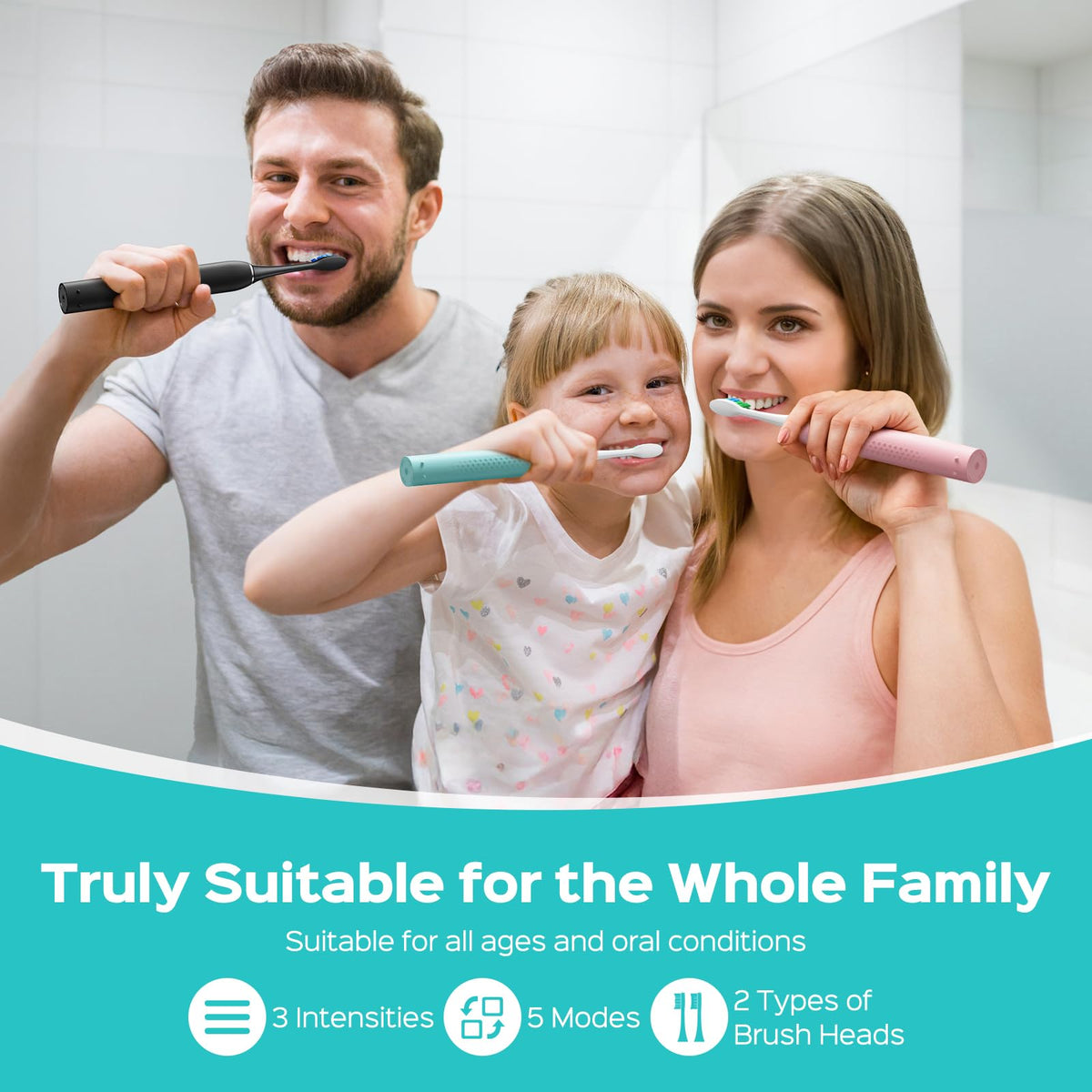 COSLUS C30 Sonic Electric Toothbrush - Deep Cleaning Whitening - 5 Modes 3 Intensity Levels - Black Adults Sensitive Teeth Braces - Damaged Box